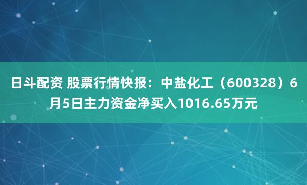 日斗配资 股票行情快报：中盐化工（600328）6月5日主力资金净买入1016.65万元